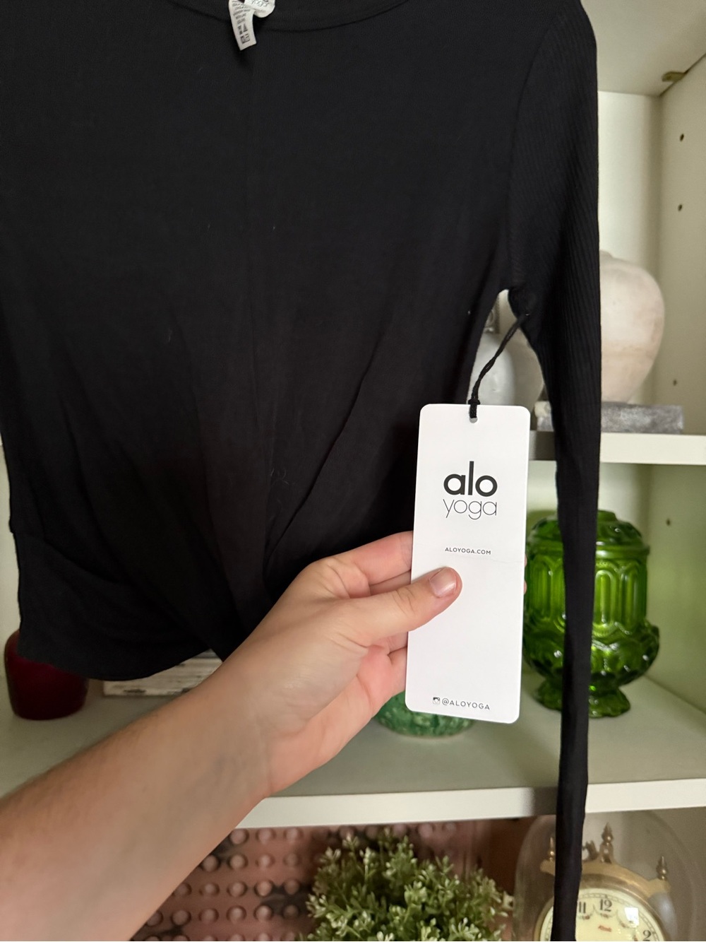 Alo Women's Black Twist-Front Long Sleeve Top - Picture 2 of 5